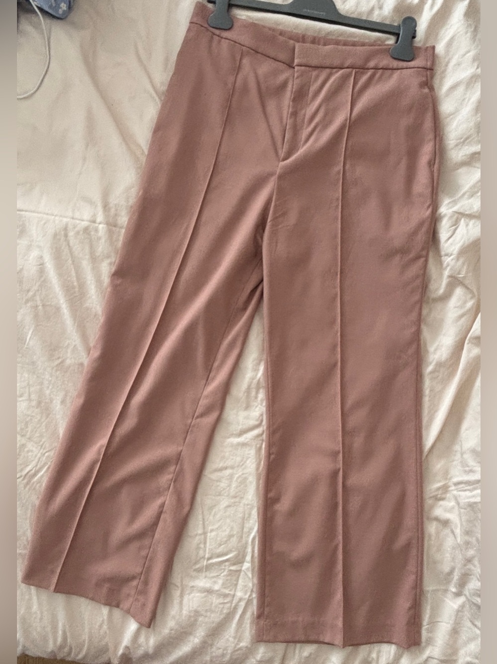 Uniqlo Rose Taupe High Waist Straight-Leg Tailored Trousers